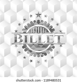 Billet realistic grey emblem with cube white background