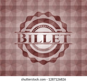 Billet red emblem with geometric pattern. Seamless.