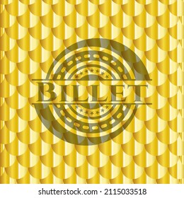 Billet shiny golden badge. Scales pattern. Vector Illustration. Detailed. 