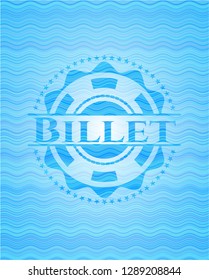 Billet sky blue water wave style emblem.