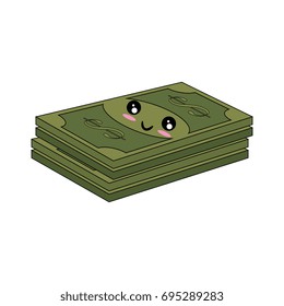 Billets and coins money kawaii cartoon