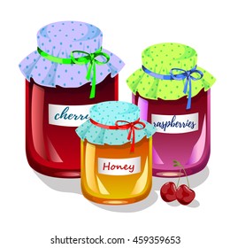 Billets with jam and honey, isolated vector illustration