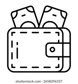 A billfold accessory icon, vector design of wallet