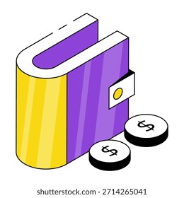 Un icono de accesorio billfold, diseño de Vector de la cartera