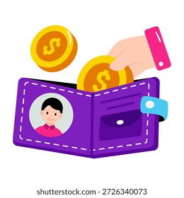 Ein Billfold-Accessoire-Symbol, Vektordesign der Brieftasche