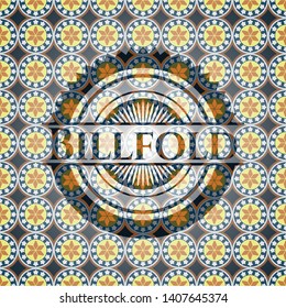 Billfold arabic style emblem. Arabesque decoration.