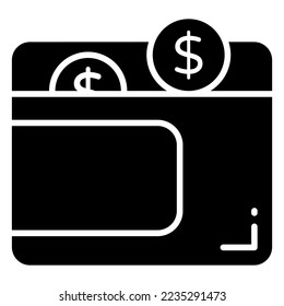 Billfold , cash wallet vector icon