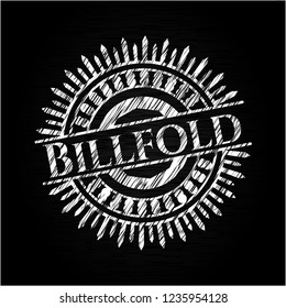 Billfold chalkboard emblem on black board