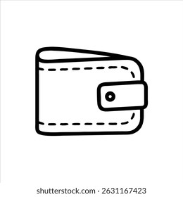Billfold object icon modern art design black and white with bold outline 