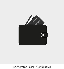 Billfold, purse, wallet icon. Vector illustration, flat design.