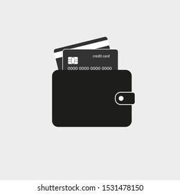 Billfold, purse, wallet icon. Vector illustration, flat design.