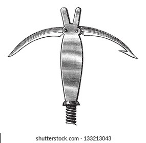 Billhook, used in Fly Fishing, vintage engraved illustration. Le Magasin Pittoresque - 1874