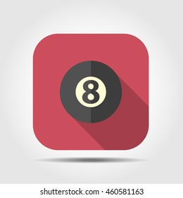 billiard 8 ball flat icon with long shadow, vector illustration