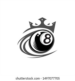 Billiard 8 Ball King Logo Vector