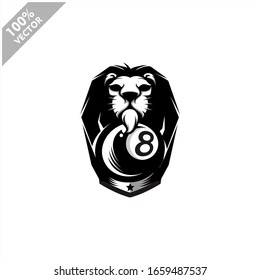 Billiard 8 Ball Lion Team Logo Design. Scalable And Editable Vector.	
