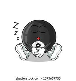 billiard 8 ball sleep mascot vector cartoon illustration