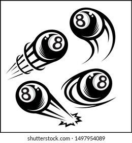 Billiard 8 ball swoosh set of 4