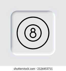 Billiard 8-ball simple icon. Flat desing. Neumorphism design.ai
