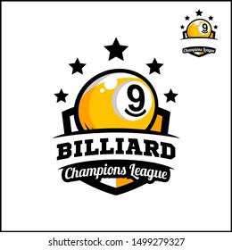 Billiard 9 ball badge champions league logo vector