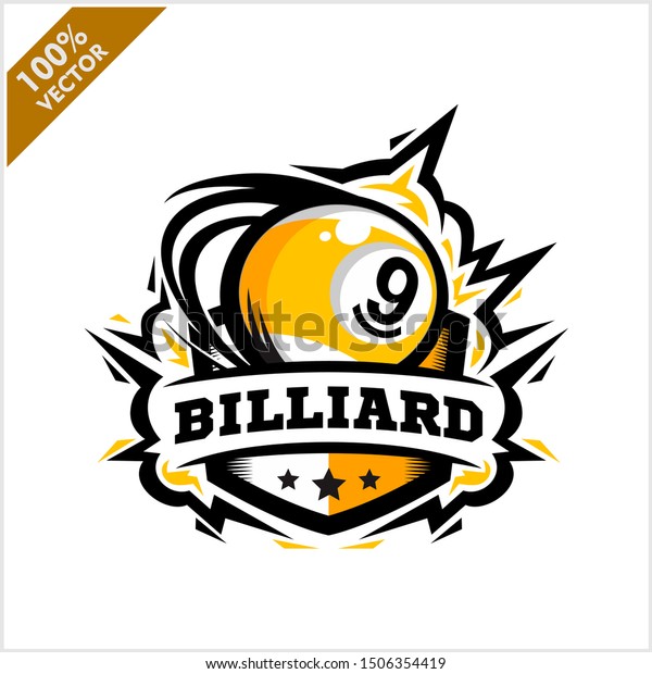 Billiard 9 Ball Badge Logo Vector Stock Vector Royalty Free