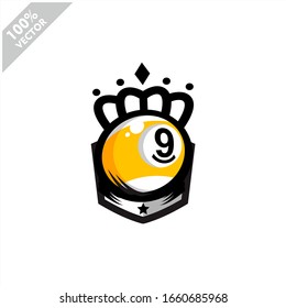 Billiard 9 ball queen logo design. Scalable and editable vector.	
