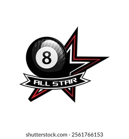 Billiard all star sports logo template concept design