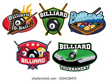 Billiard badge design set