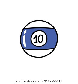 billiard ball 10 doodle icon, vector illustration