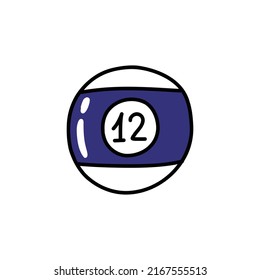 billiard ball 12 doodle icon, vector illustration