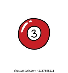 icono del doodle de la bola de billar 3, ilustración del vector