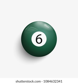 Billiard ball 6. Realistic vector illustration