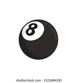 billiard ball 8 black in vector flat illustration