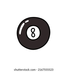 billiard ball 8 doodle icon, vector illustration