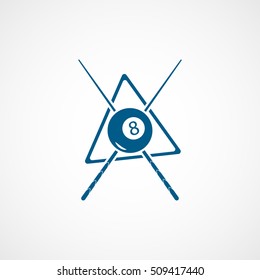 Billiard Ball 8 Emblem Blue Flat Icon On White Background