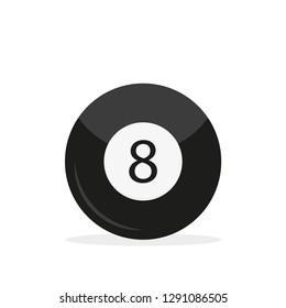 Billiard ball 8 in flast style with shadow, vector