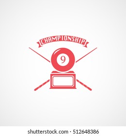 Billiard Ball 9 Emblem Red Flat Icon On White Background