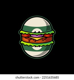 Ilustración de arte del vector Ball Burger de Billiard sobre fondo aislado