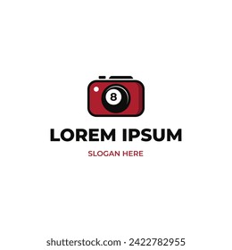 Billiard ball with camera, billiard shutter logo concept