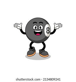 billiard ball cartoon searching with happy gesture , character design