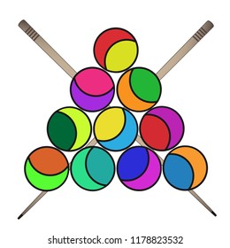 Billiard Ball with Cue Concept Ready for Cards, Posters. Fun Activities and Leisure Vector illustration