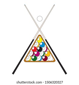 Billiard Ball with Cue Concept Ready for Cards, Posters. Fun Activities and Leisure Vector illustration