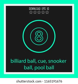 billiard ball, cue, snooker ball, pool ball vector icon