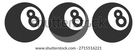 Billiard ball eight vector, classic pool sport design on transparent background