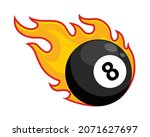 billiard ball fire flame 8 eight pool ball number eight 8
