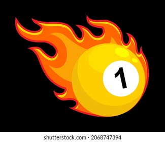 Billiard Ball Fire Flame 8 Eight Pool   Ball Number One 1