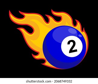 billiard ball fire flame 8 eight pool ball number two 2