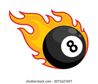 billiard ball fire flame 8 eight pool ball number eight 8