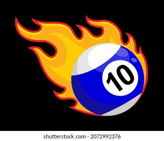 billiard ball fire flame 8 eight pool ball number ten 10