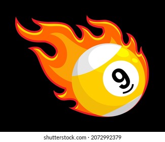 billiard ball fire flame 8 eight pool ball number nine 9
