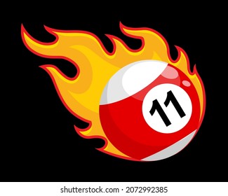 billiard ball fire flame 8 eight pool ball number eleven 11
